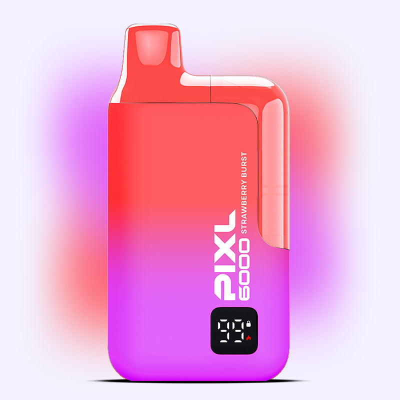 Strawberry Burst PIXL 6000 disposable vape with sweet strawberry and zesty lemon flavor, providing up to 6000 puffs.