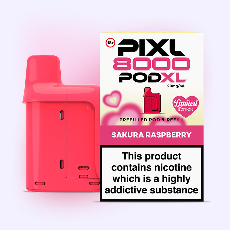 Sakura Raspberry Valentine's Edition Pixl 8000 Pod – Pixl Vape Shop