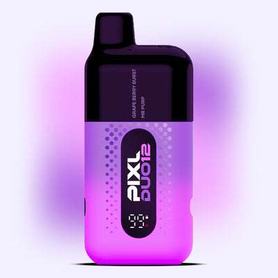 Purple Edition PIXL Duo vape kit with dual flavour switch and clear battery display